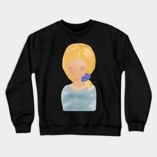 Watercolor Painted Flower Girl With Yellow Hair | Art by Cherie (c)2021 Crewneck Sweatshirt